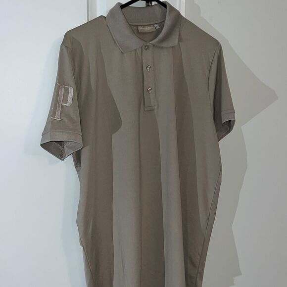 Audemars Piguet AP Short Sleeve Golf Tour Polo Shirt M  Beige Taupe Poly Blend - Picture 1 of 9